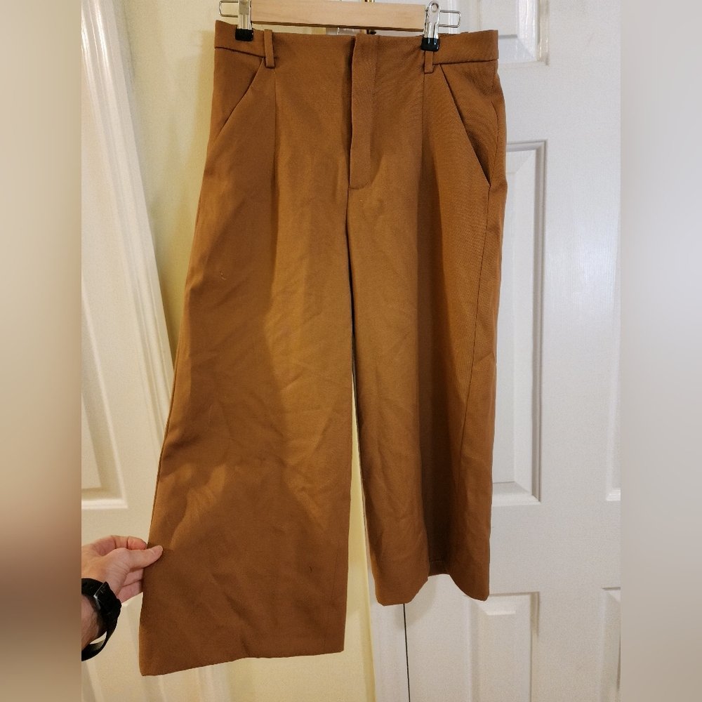 Zara Cropped High Rise Wide Leg Pants